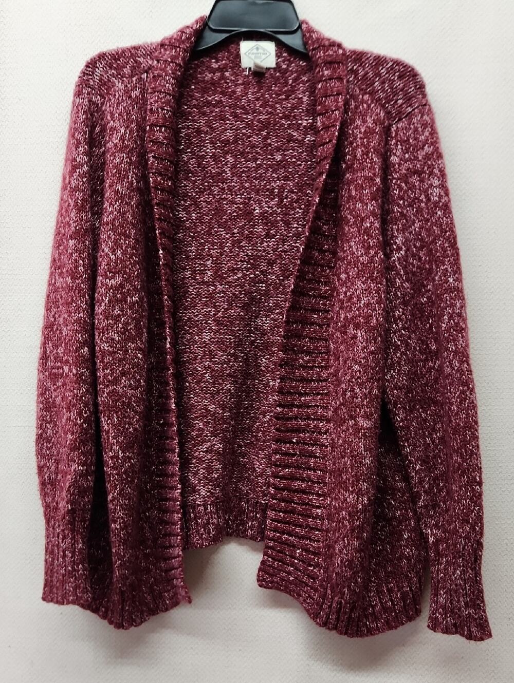 St. John's Bay Marled Burgundy Open-Front Cardigan